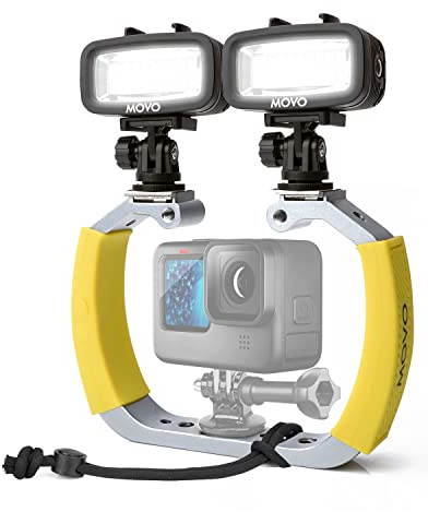 Movo DiveRig3 Diving Rig Bundle mit 2 Wasserdichten LED-Lichtern - Kompatibel mit GoPro HERO3-HERO8 und DJI Osmo Action Cam - Tauchzubehör