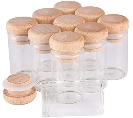 PYouo-große Reagenzgläser, 24 Stück Reagenzgläser 20ml 30 * 50mm, mit Holz Caps Glasgläser, Glasbehälter Wishing Bolttes wünschen Flasche, for Hochzeit Handwerk Geschenk, Hochwertige Materialien