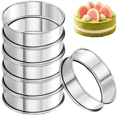 Uncle Jack 6Pcs English Muffin Rings, 4 Inch Stainless Steel Crumpet Rings, Double Rolled, Nonstick, for Frying Eggs, Kitchen Baking, Silver