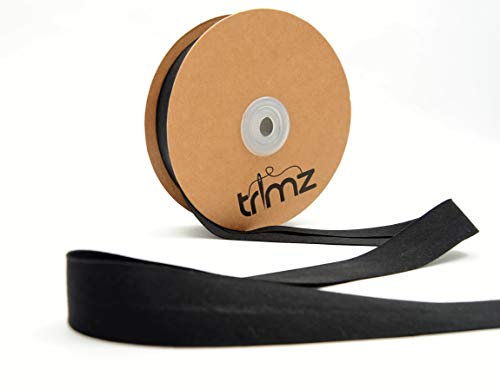 Trimz TCBLK2520 TCBLK2520-1 Schrägband aus Polyester-Baumwolle, Polybaumwolle, Schwarz, 20m reel, 20 Meter