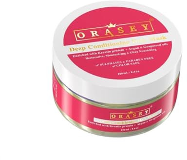 Orasey Haarmaske für blondiertes Haar - Haarkur mit 4 Wirkstoffe in Ein Mask für trockenes, strapaziertes und geschädigtes Haar: Keratin +Arganöl +Leinöl +Traibenkernöl 250ml