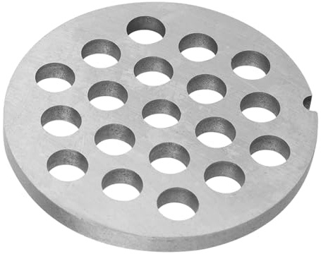 Kohlenstoffstahl Fleischwolfplatte Nr.8 61,5x61,5x5mm 8mm Lochdurchmesser Spülmaschinenfest für Standard Fleischwölfe Wurstmacheraufsätze Silber