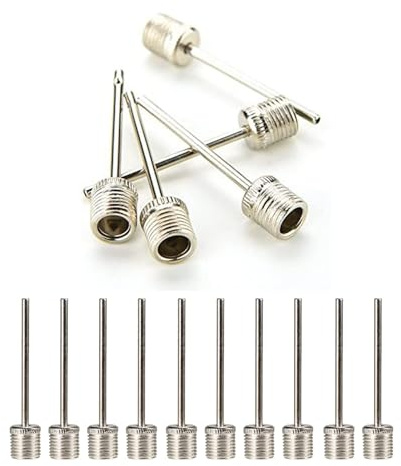 SZXMDKH 10 Stück Ballnadel mit seitlichen Löchern, Edelstahl-Ballpumpennadeln, Fußballpumpennadel, Ball-Aufblasnadel, Pumpnadel für eine Vielzahl von Bällen (Silber)