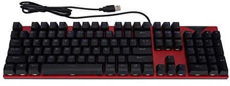 PUSOKEI Mechanische Gaming-Tastatur, Gaming-Tastatur mit USB-Hintergrundbeleuchtung, 104 Tasten PC-Gaming-Tastaturen, Hot-Swap, Roter Schalter, Zwei-Farben-Injektion, für PC-Spieler-Windows(rot)