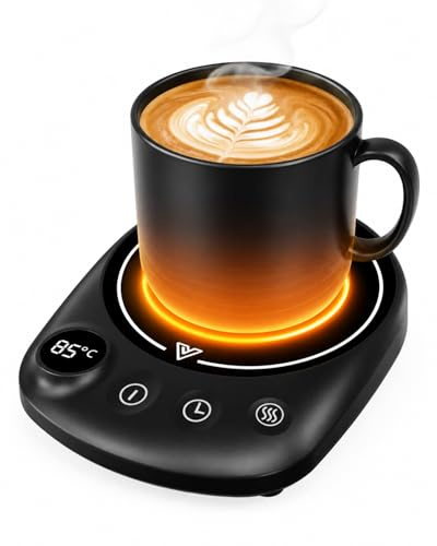 Tassenwärmer Kaffeewärmer für den Schreibtisch automatische Abschaltung, intelligenter Kerzenwärmer mit 4 Temperatureinstellungen, elektrischer Getränkewärmer für Kaffee, Kakao, Tee (Schwarz)
