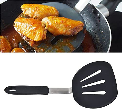 Uadme Extra GroßEr Silikon Pfannenwender, Antihaftbeschichtet Breiter Runder Spatel HitzebestäNdig Flexibel Pfannkuchenwender Zum Braten Kochen Backen MeeresfrüChte Fleisch Eier