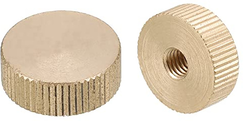 QUARKZMAN Räfflad Tummuttrar, 4st M6 x D20mm x H7mm Mässing Räfflad Mutter Platt Tjeckiskt Huvud Hål Låsjustering Muttrar för 3D-Skrivardelar