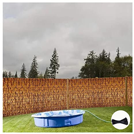 Schilf Sichtschutz Zaun Balkon,Schilfrohrmatte,Bambus Sichtschutz,Schilfmatten,Dekorativer Zaun für den Außenbereich，Windschutz & Sonnenschutz,für Garten und Terrasse ( Size : H0.91xL4m/H3xL13ft )