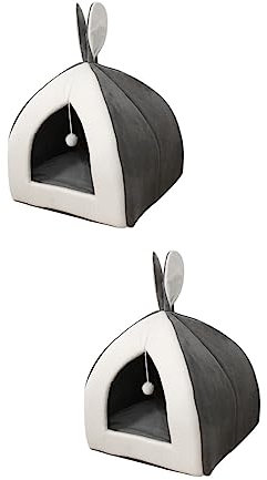 Mipcase 2stücke Cat Shelter Multifunktionales Katzenhaus Gemütliche Schlafmatte Für Katzen Und Kleine Hunde Graues Design Mit Ohren Für Drinnen Und Draußen