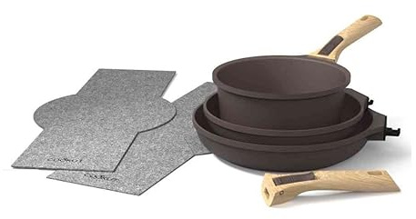 Cookut - El increíble kit de sartenes y cacerola con mango extraíble - Moka