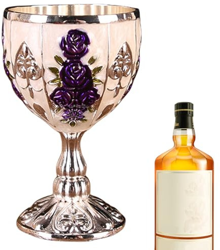 Poupangke Kelchglas, 30 ml, Zinklegierung, Retro-geprägtes Blumenmuster, eleganter Pimp-Tasse – Weinschrank-Ornamente für Zuhause, Bar, Hochzeit, Kelch, Geschenk, Weinbecher für Bier,