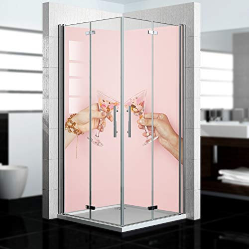 dedeco Pannello posteriore doccia impermeabile motivo Cheers V1, 2 x 90 x 210 cm, come pannello posteriore per il bagno per la sostituzione delle piastrelle, come parete decorativa, rivestimento da