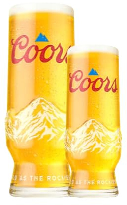 GarageBar | Coors Glasses | Nucleated Beer Glasses | Official Merchandise | Comes with 2X Beer Drip Mats (1, Combo - Pint & Half Pint)