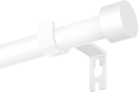 Gardinenstange 63-183cm, 16mm Gardinenstange Weiß mit Einfache Endkappe und Halterung, Vorhangstange Weiß Ausziehbar für Schlafzimmer, Wohnzimmer, Küche