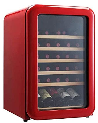 Suuim Enfriador de Vino Independiente de Zona única, Acero Inoxidable, Puerta de Vidrio con Control Digital de Capacidad de Mini refrigerador para Vino