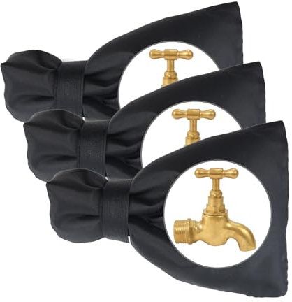 3 Piezas Cubierta Grifo de Invierno Exterior, Negra Fundas Grifo Exteriores sin Heladas, Reutilizable Cubierta Protectora Grifo Jardín, Cubierta de Grifo Aire Libre para Explosión sin Congelación