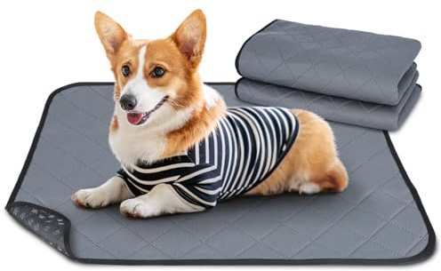 Nobleza 2 Stück Welpenunterlagen Waschbar, 90 x 80 cm Wiederverwendbare Matten für Hunde, Schnell Absorbierend Puppy Training Pads für Sofa und Boden, Grau