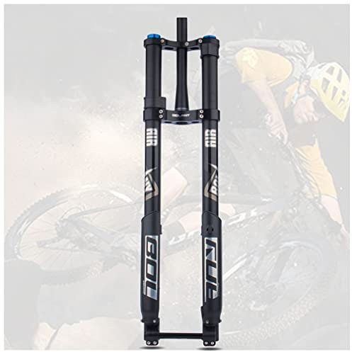 26/27.5/29 Downhill Mountain Bike Air Suspension Fork Travel 160mm Double Shoulder Inverted Fork Thru-Axle Boost 15x110mm Straight/Tapered Front Fork Fork (Color : Black Tapered)