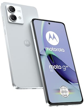 Motorola Moto g84 5G (6,5-FHD+-Display, 50-MP-Dual-Kamera, 8/256 GB, 5000 mAh, Anroid 13) Marshmallow Blue inkl. Schutzcover + KFZ-Adapter [Exklusiv bei Amazon]