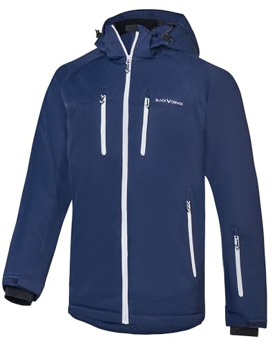 Black Crevice Herren Skijacke I Herren-Skijacke in verschiedenen Farben & Größen I wind- & wasserdichte Herren-Funktionsjacke I wasserdichte Reißverschlusstaschen I Ski-Jacke mit Kapuze