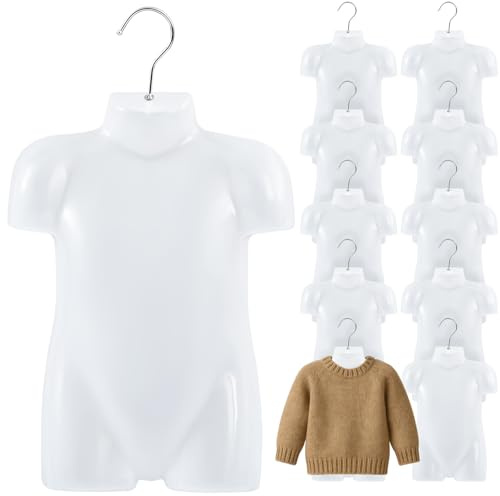 Tioncy 10 Stück Kinder Kunststoff Mannequin Kid Dress Form 2-3 Jahre Kind Schaufensterpuppe Halbkörper Kinder Schaufensterpuppe Aufhänger zum Nähen Fenster Theke Display Weiß