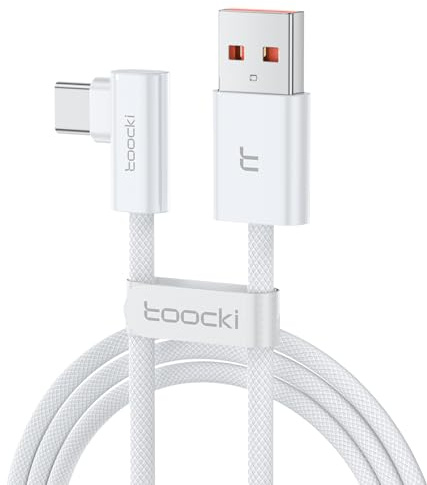 toocki Cable USB vers USB C Coudé 66W 1.5 M Cable Tressé Type C | Charge Rapide, Angle Droit Compatible pour Samsung Galaxy, Huawei Mate 60 Pro/ Mate 50, Honor 70 Pro/ 70 / 60, Xiaomi 14