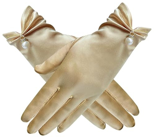 Whakano Elegante Handschuhe Damen,Satin Handschuhe,Dekorative Handschuhe Kurze,Brauthandschuhe,Abendhandschuhe,Gloves für Halloween,Bankett,Party,Hochzeit,Karneval,Tea Party Zubehör