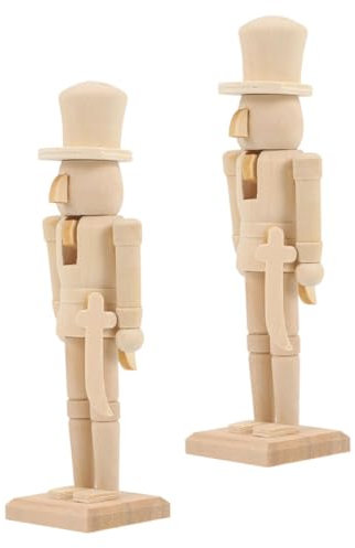 KONTONTY Marionetta Schiaccianoci in Legno 18 Cm Decorazione Natalizia Set di Ornamenti Soldato in Noce Non Verniciato