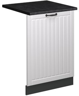 Vicco Façade de Lave-Vaisselle Fame-Line, Blanc Campagne, 60cm, PT Anthracite, à Combiner avec d'autres modules de la série Fame-Line