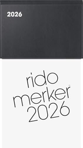 rido/idé Vormerkbuch Mod. Merker 2026 | 10,8×20,1 cm, Kunststoff, schwarz