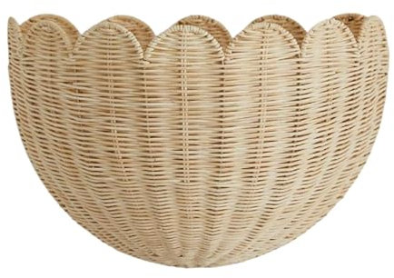 Cesto portaoggetti in rattan naturale – portaoggetti smerlato per la casa | Cestino intrecciato da parete | Contenitore in vimini | Cestini per cibo | Autentica cassa brraided per armadio armadio
