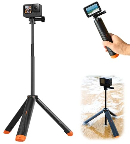 4-i-1 svävande selfiepinne stativ för Action Cam, vattentätt och utdragbart handtag för GoPro Hero 13/12/11/10/9/8/7/Max, DJI Action 5 Pro/4/3 och Insta360 andra actionkameror