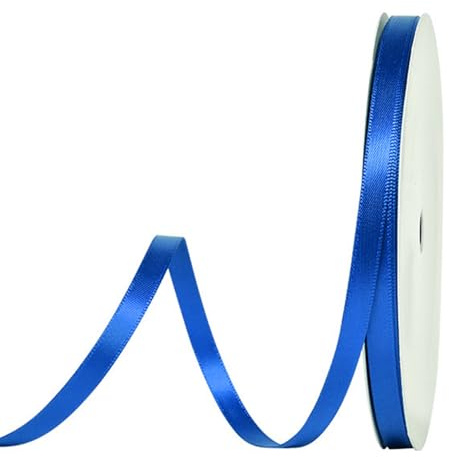 91 m Satinband Blau, 6 mm Doppelseitig Schleifenband Geschenkband Dekoband Seidenband Doppelsatinband Satin Ribbon für Hochzeit Geburtstag Party Dekoration, Geschenkverpackung, Basteln