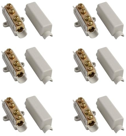 6 morsettiera per filo da 2,5 a 16 mm², morsetti di collegamento per installazione elettrica, morsetti per conduttori, 1000 V, 100 A, ABS ignifugo, ottone, connettore antiurto