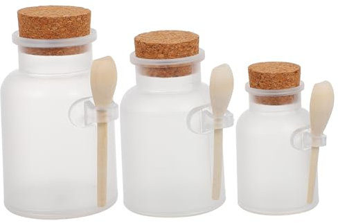 HOLIDYOYO 3stücke Bath Salt Storage Bottles Mit Korkdeckel Leakproof Und Praktisch Für Badekosmetik Für Und Puder Hochwertige Und Holzmaterialien
