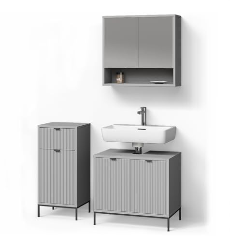 Livinity Badmöbel-Set ATERNO Grau | 3 Teile