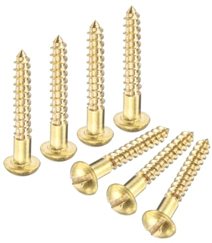 M METERXITY 50-Pack Wood Screws, M2.5 x 18mm Brass Slotted Round Head Self-Tapping Screw Indoor Fasteners for Woodworking/Furniture Repair/Industry/Gardening/DIY Crafts Decorative Screws