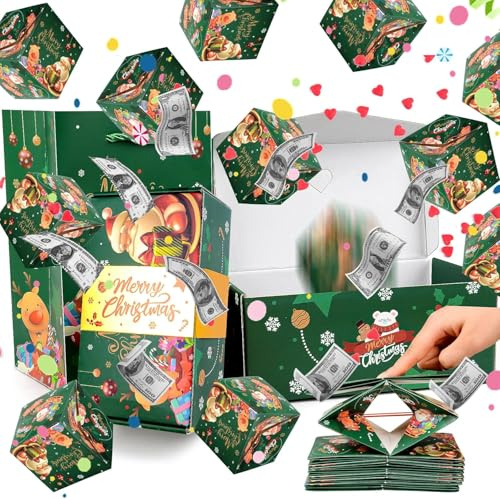 Überraschungsbox Geldgeschenk Weihnachten – 12 Stück Pop Up Geschenkbox & Geschenkbox Explosionsbox, Faltschale Pop-Up Überraschungsbox Für Weihnachten Geburtstag（Grün）