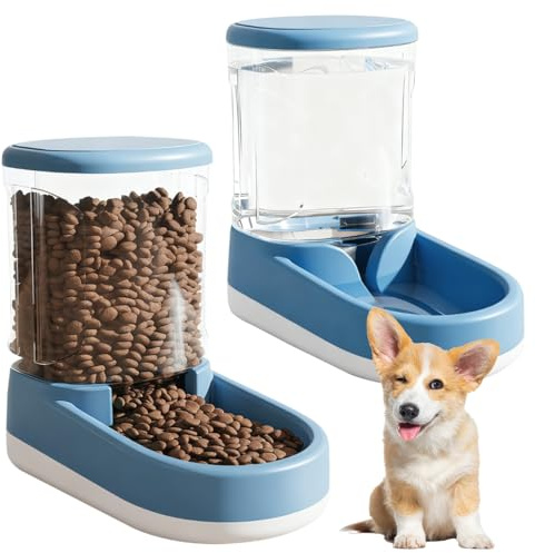 Frutilexia 2 Pezzi 3.8 L Distributore Automatico Cibo Gatti e Cani, Dispenser Acqua Gatti e Dispenser Crocchette Gatto, Dispenser Cibo Gatto, Alimentatore per Cani di Taglia Piccola e Media