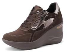 QUEEN HELENA Zapatillas con cuña Zapatillas de deporte altas Platform Mujer X33-33, marrón, 39 EU