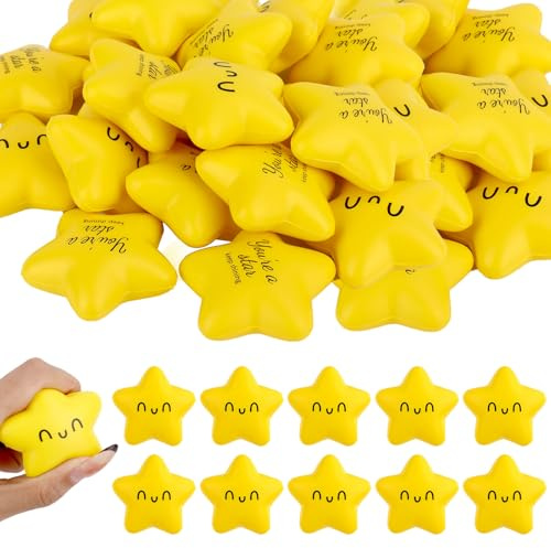 20 Stück Stressball Erwachsene, Smiley Stressbälle Erwachsene Squishy Antistressbälle, Kleines Dankeschön Stern Squeeze, Stress Relief Abschiedsgeschenk Kollegen Gastgeschenke Schule Belohnung