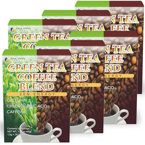 FINE Japan Green Tea & Coffee Diet (30 Sticks / 30-Day Course) Pack of 6