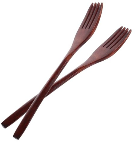 LIFKOME 2 Pièces Fourchettes Bois Réutilisables Pour Salade Et Pâtes Couverts Écologiques Multifonctions Pour Servir Fruits Et Viandes Design Ergonomique Pour Table