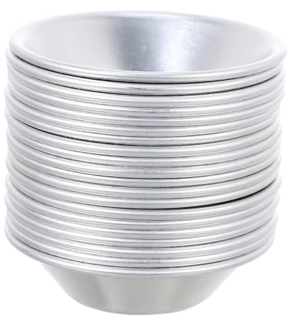 FIXOSHEE 20pcs Aluminum Alloy Egg Tart Molds and Tartlet Baking Tools Non-Stick Cupcake and Pudding Molds Set for Oven Baking Suitable for Dessert Making and