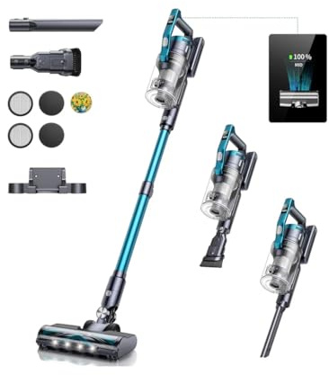 BUTUR VC60 Aspirateur sans Fil 450W/40000Pa, aspirateur Balai Puissant avec réservoir à poussière de 1.5L, Batterie Amovible, aspirateur à Main pour Tapis, sols durs et Poils d’Animaux