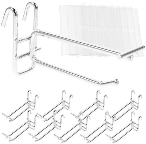 Baluue 10 Ganchos para Panel Perforado de Acero de 6 MM con Etiqueta de Precio Gancho Resistente para Herramientas Kit de 10 Unidades para Organización Taller Cocina Oficina y Tienda