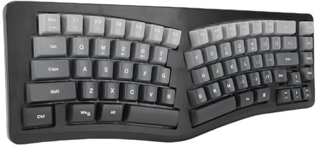Zhjvihx Tastiera da Gioco Retroilluminata RGB Cablata, Tastiera Ergonomica a Membrana Compatta a 69 Tasti a Forma di V con Cavo di Tipo C Staccabile, per OS X per IOS per PC Portatile
