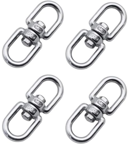 4 piezas de hilanderos para cestas colgantes de acero inoxidable, ganchos giratorios de doble extremo de 5 mm para colgar cestas de flores y comedero para pájaros, ganchos giratorios de acero inoxida