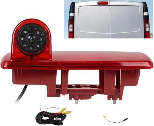 CAMECHO Caméra de Recul HD Night Vision IP67 Caméra étanche pour Renault Trafic 2014, Opel Vivaro 2014, Feu de freinage avec Objectif Grand Angle 140 °, 12V
