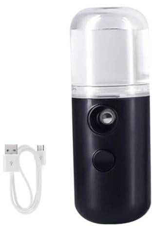 Face Mister, Mini botella pulverizadora de agua, bruma facial recargable por USB para el cuidado de la piel, 30 ml, negro